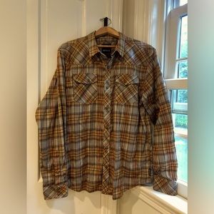 PrAna Holstad Breathe Western Plaid Long Sleeved Shirt Size L